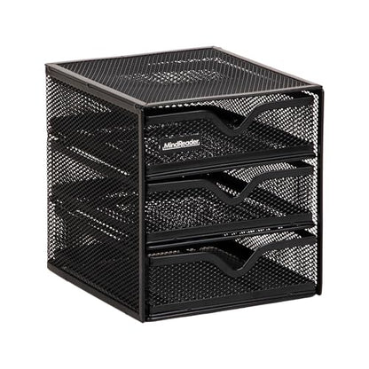 Mind Reader Desktop Accessory Storage, Desk Supplies, Organizer, Office, Metal Mesh, 6.25" L x 6.5" W x 6.5" H, Black - size: 6.25"L x 6.5"W x 6.5"H