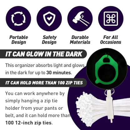 5 Pcs Zip Tie Organizer - Lightweight Cable Tie Holder for Easy Organization Without Waste - Reusable Zip Tie Tool - Zip Tie Holder