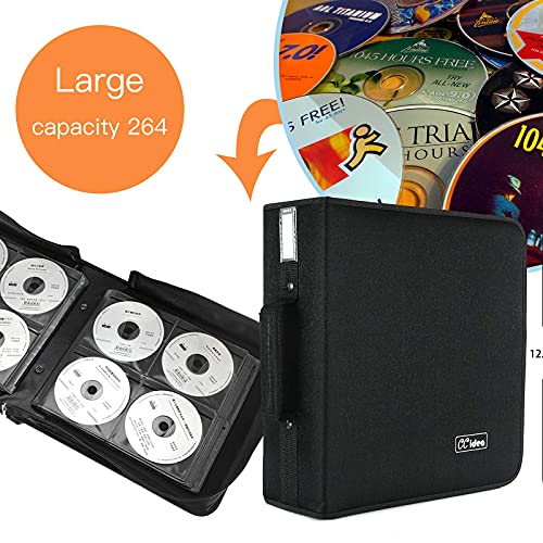 CCidea CD Case DVD Case Storage Holder-264 Capacity,Media Binder, CD Wallet, Disc Booklet, L11.4 x W 6.4 x H3.5 INCH (Black) - color: 264 Black, size: 264capacity