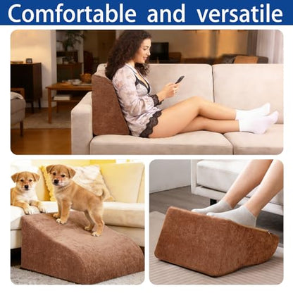 Foot Rest for Under Desk at Work, Ergonomic Under Desk Footrest with Washable Cover for Office, Home & Gaming Leg Elevation Pillow Brown - color: D-brown