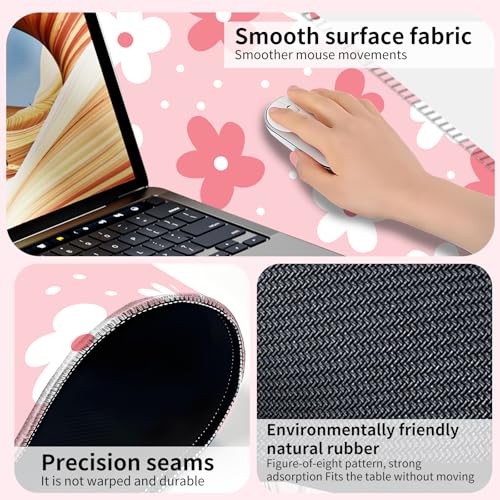 Large Gaming Mouse Pad, Full Keyboard Mat, Long Laptop Mousepad, Computer Mouse Mat for Home and Office, Anti-Slip Rubber Base, 31.5 x 11.5 Inches (Boho Flower) - color: Boho Flower