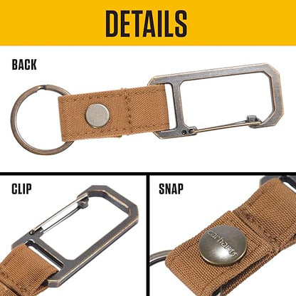 Carhartt Unisex Adult Durable Metal Key Keeper, Belt Loop Key Ring Holder with Self-Locking Metal Gate Clip for Car/Home Keys - color: Nylon Duck (Carhartt Brown)
