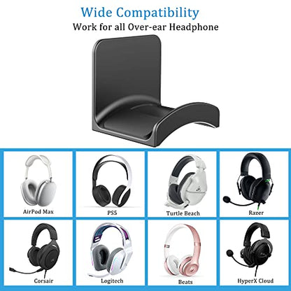 SOKUSIN Headphone Stand Headset Holder - Adhesive Gaming Earphones Hanger, Universal Desk Wall Mount Hook for All Headphone/Controller, Compatible with Beats, AirPods Max,Sony, JBL (Black-2PCS) - color: Black-2 Pack
