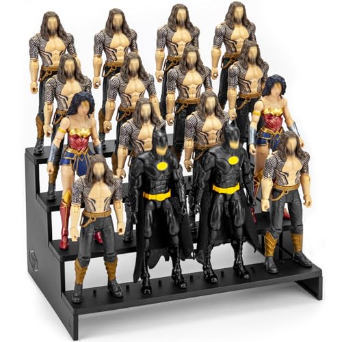 6 inch Acrylic Riser Display Shelf,Clear Action Figures Stands With PEG,4 Tier Toy Collectibles Organizer Compatible with 1/12 Scale Action Figure Toy (Fit For 6 inch Figure Toy-Black) - color: Fit For 6 inch Figure Toy-Black