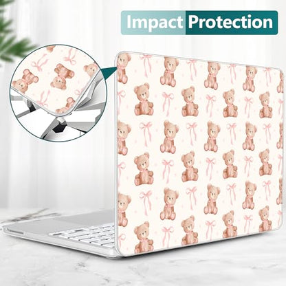 DONGKE Compatible with MacBook Neo 13 Inch Case 2026 A3404 A18 Pro chip & Touch ID, Plastic Hard Shell with Keyboard Cover, Screen Protector & Dust Plugs, Bow & Bear - color: Bow & Bear