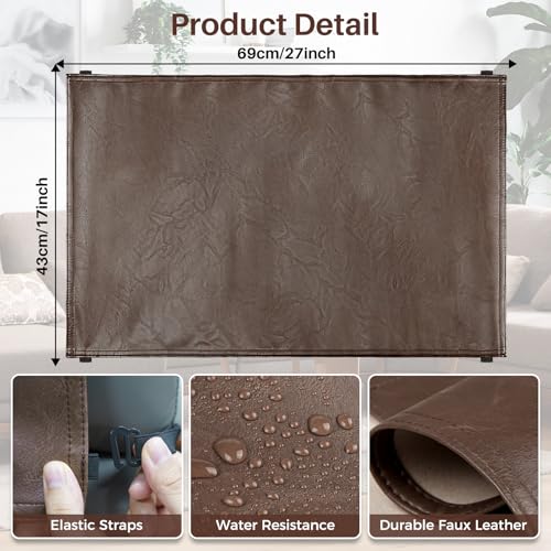 Headrest Cover for Recliner Chair Recliner Head Rest Protector Faux Leather Headrest Cover with Elastic Straps 17 x 27In (Brown) - color: Brownish, size: 17x27 in