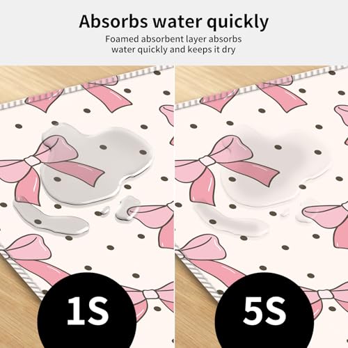 Large Gaming Mouse Pad, Full Keyboard Mat, Long Laptop Mousepad, Computer Mouse Mat for Home and Office, Anti-Slip Rubber Base, 31.5 x 11.5 Inches (Pink Bows with Polkadot) - color: Pink Bows With Polkadot