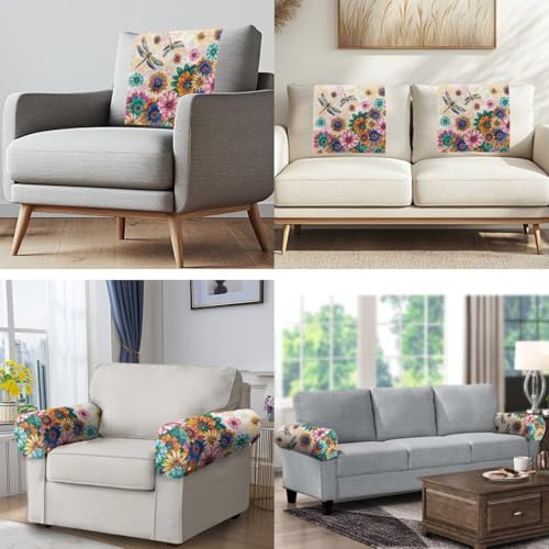 Cherry Blossoms Sofa Headrest Armrest Cover Set Non Slip Sofa Chair Protector Washable Scratch Resistant Headrest Cover Seater Headrests Slipcovers with Fixing Nails Furniture Protector - color: Cherry Blossoms