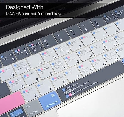 CaseBuy MacBook Pro 13 Inch Keyboard Cover Shortcuts for 2019 2018 2017 2016 MacBook Pro 13 & 15 with Touch Bar Model A2159 A1989 A1706 A1990 A1707 MAC OS Shortcut Hot Keys Keyboard Protector - size: MacBook Pro 13" 15"(2019-2016)