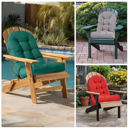 Adirondack Chair Cushion Waterproof Rocking Chair Cushion, Tufted High Back Patio Chair Cushions with Anti-Slip Ties for Rocking Chairs,Adirondack Chair,Patio Furniture (Green) - color: Green