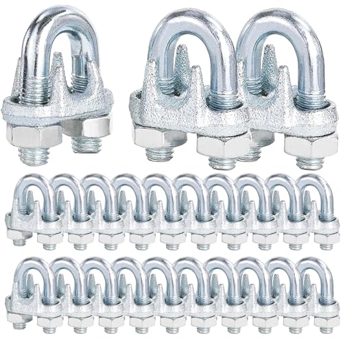 30PCS 3/8" M10 Zinc-Plated Wire Rope Clamps – Heavy Duty U-Bolt Cable Clips (Silver) - size: M10-30PCS