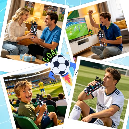 Soccer Water Bottle with Lid - Gift for Soccer Coach Player Fan - 32oz Insulated Stainless Steel Sport Bottles for Women Men Teens - color: Soccer