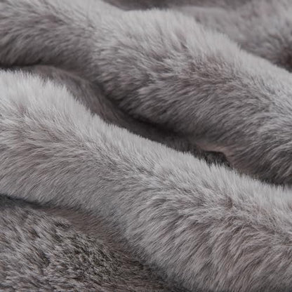 vctops 3 Pieces Faux Rabbit Fur Sofa Armrest Cover for Recliner Chair Non Slip Fluffy Furry Headrest Cover Soft Fuzzy Couch Cover for Dogs Washable Furniture Protector (Mid Grey,1 Seat) - color: Mid Grey