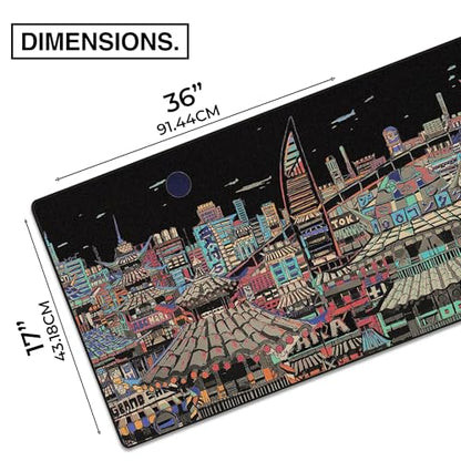 MPCO. Original Large Gaming Desk Mat – 36" x 17" Aeroglyde Masterpiece Ichiba-Night Full Desk Mouse Pad for Smooth Precision – Non-Slip, Washable Extra-Large PC Mouse Pad for Gaming Sessions - color: AeroGlyde Ichiba-Night