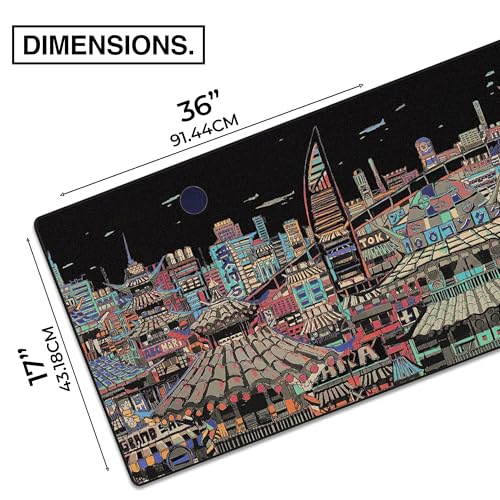 MPCO. Original Large Gaming Desk Mat – 36" x 17" Aeroglyde Masterpiece Ichiba-Night Full Desk Mouse Pad for Smooth Precision – Non-Slip, Washable Extra-Large PC Mouse Pad for Gaming Sessions - color: AeroGlyde Ichiba-Night