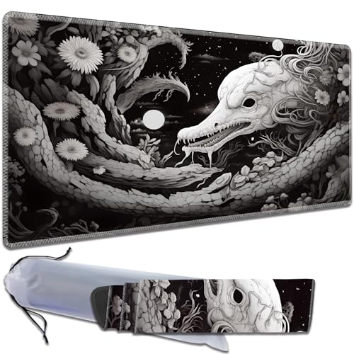 MTG Playmat, Smooth Surface Game Play Pad MTG TCG 24 x 14 inch with Storage Bag, Non-Slip Mouse Pad Card Fighting Game, Black Snake - color: Black Snake