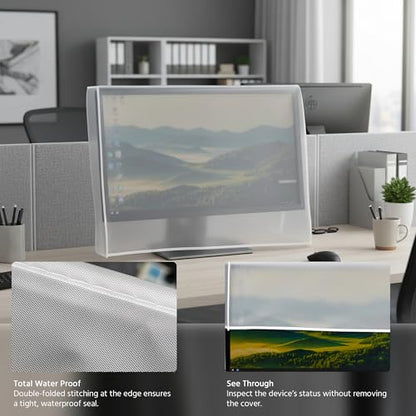 Monitor Dust Cover, LCD/LED HD Antistatic Vinyl Flat-Screen Computer Monitor Water Proof Protective Case Compatible with 24" iMac Desktop and Accessories(24W x18H x3D) - size: 23"-24" in