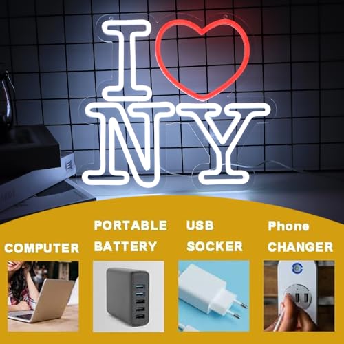 Love NY Neon Signs for Wall Decor，Led Neon Light for Bedroom Office Party，Christmas gift - style: I love NY