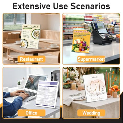 13 Pack Acrylic Sign Holder 8.5x11, L-Shape Clear Plastic Display Stands for Tabletop, Slanted Back Menu Flyer Paper Photo Picture Frame Display Stand for Restaurants Office Store Show Fair