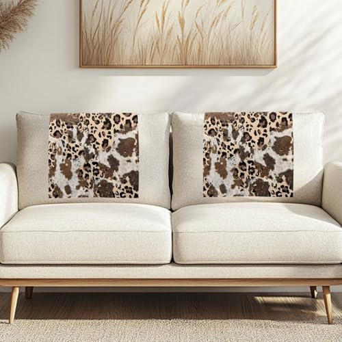 Brown Leopard Cow Print Headrest Cover for Recliner Chair, Recliner Headrest Protector 16.53 x 26.18 inch Sofa Head Protector Furniture Protectors for Recliners Sofa Slipcovers - color: Brown Leopard Cow