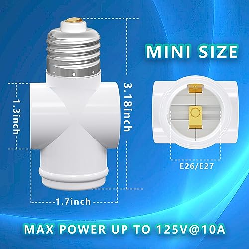 2 Pack, Light Socket to Plug Adapter, Convert E26 Light Socket to 3-Prong Outlet Adapter and Light Bulb Socket (White) - style: White