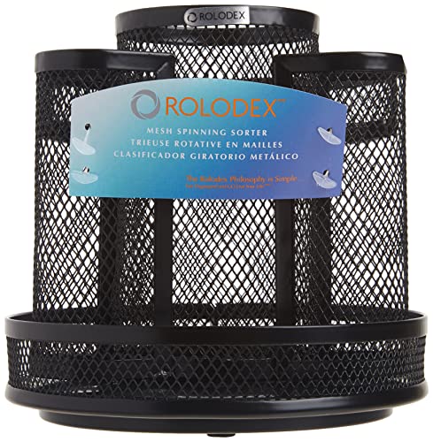 Rolodex Desk Organizer Rotating Office Supply Caddy Mesh Black (6.5" x 6.5" x 6.25") (Pack of 8) - size: 6.5" (Pack of 8)