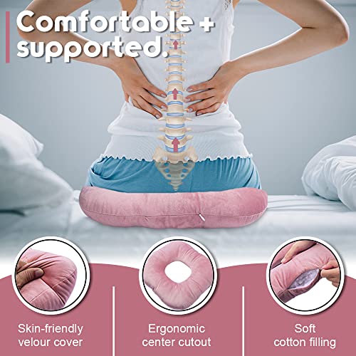 Stuffed Donut Pillow Seat Cushion | for Tailbone and Coccyx Pain, Hemorrhoids, Bed Sores, Pregnancy, Prostate, Surgery Recovery, Sitting Pressure Relief, for Home, Office and Car (Dusty Pink) - color: Dusty Pink