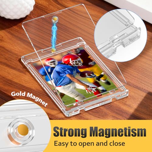 15 Packs 75pt Magnetic Card Holders for Trading Cards | 0.22" Slim Profile, U-V Protection, 2 Strong Magnets, Hard Plastic, for Sports Game Collector Display Storage - size: 15 Packs