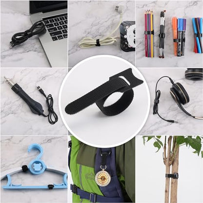 Nettbe Reusable Cable Ties, 126 PCS 8 Inches Adjustable Cord Straps Wire Organizer Cord Wrap and Hook Loop Cable Management - size: 8inches-126PCS