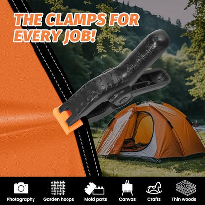 ECY Spring Clamps Heavy Duty 3.5 Inch 12 Pack - Plastic Rust Proof Clamps with Non-Slip Pads for Backdrop, Crafts, Woodworking, Photography | Multipurpose Holders for Tarps, Pool Covers & Gluing - size: 12 Pack,3.5inch