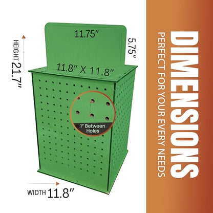 TORCHED DISPLAYS Rotating Display Stand | 22.5 x 16.76-inch | Rotating Organizer Wood Pegboard | Pegboard Display Stand for Craft Shows, Vendor Events, Jewelry, Accessories | Green - style: Green