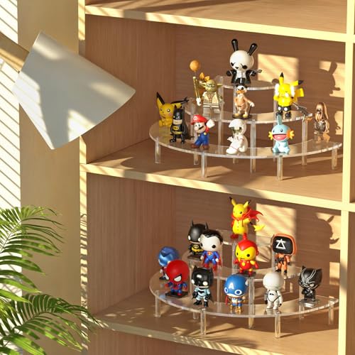 Dooiclear 3 Tier Acrylic Display Risers 2 Pack, Half Moon Cupcake Stand, Clear Perfume Organizer, Dessert Stand for Display, Clear Display Stand for Food, Cupcake, Perfume, Collections