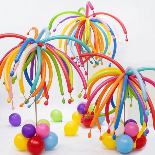 160 Pcs Colorful Balloon Column Stand Kit, 3 Sets Balloon Tower Displays for Birthday, Wedding, Graduation, Bachelor Party Celebration Decorations Supplies