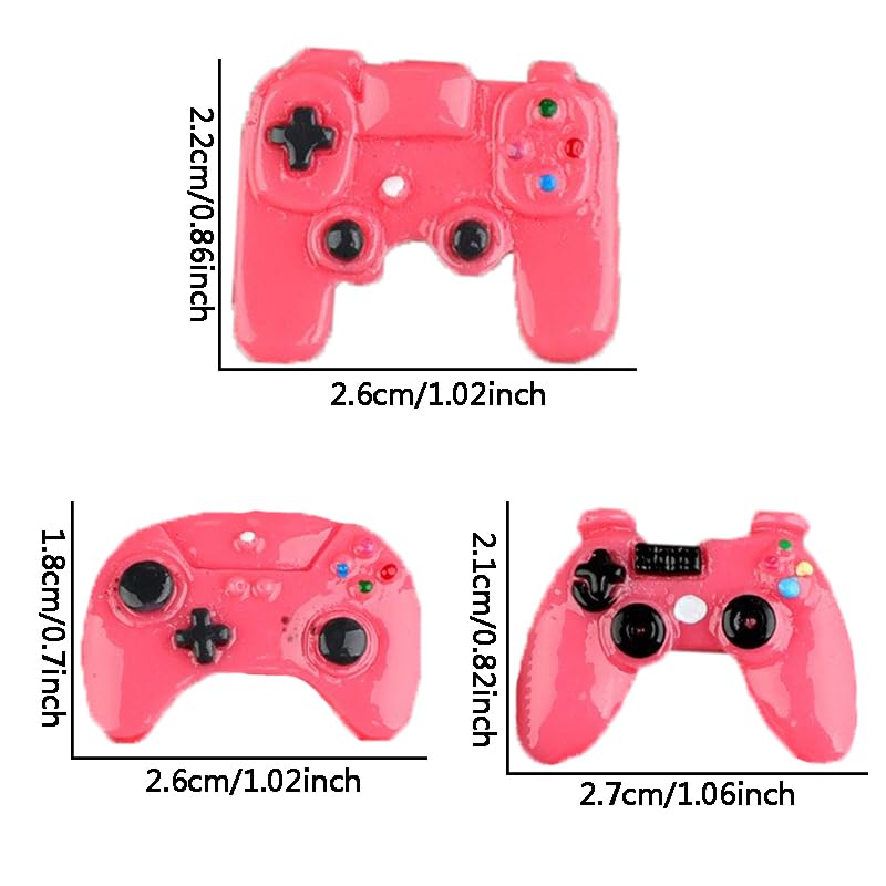 3PCS Resin Game Controller Charms Simulated Console Design DIY Craft Pieces Phone Case Decorations Crocs Charms Keychain Pendants, Pink - color: Pink