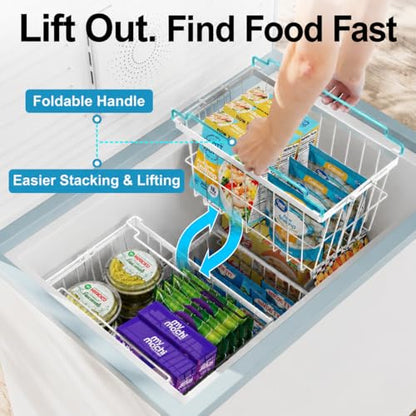 iSPECLE Freezer Organizer Bins - 4 Pack Adjustable Width for 5 to 7 Cu.Ft Chest Freezers, Stackable Wire Storage Baskets for Deep Freezer Organization, Assembly Required, White - style: 4 Pcs-14.8"-White