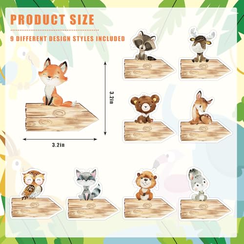 Whaline Woodland Animal Name Tag Stickers 144Pcs Self-Adhesive Nameplate Decal Watercolor Forest Animals Blank Name Label for Bulletin Board Desk Office Classroom Wall Decor