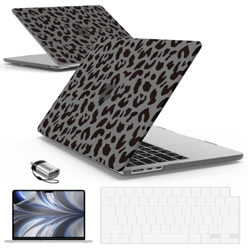 IBENZER Compatible with MacBook Air 13 inch Case M5 2026 M4 2025 M3 M2 2024-2022 A3449 A3240 A3113 A2681,HardShellCase&KeyboardCover ScreenFilm Type-C for Mac air 13.6", Black Leopard, KK-LP-BK+2TC - color: Black Leopard