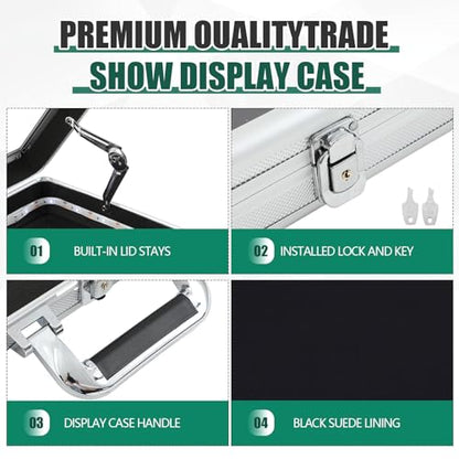 34"x22" LED Trade Show Display Case Table Top Portable Aluminum Sports Card Display Case Frame with Clear Acrylic Showcase with Locks for Jewelry Craft Collector Shows