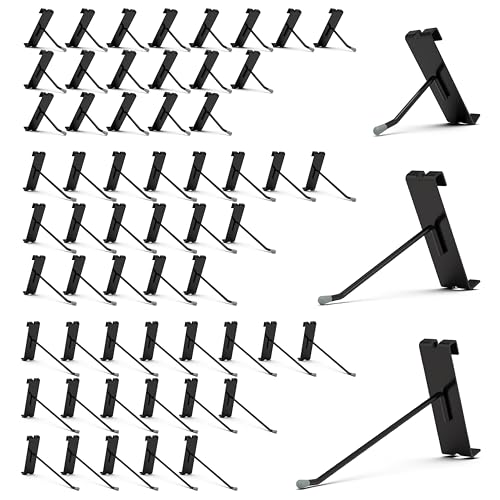 HUHOLE 60 Pack Black Gridwall Hooks, 2", 4", 6" Inch Display Hangers | Fits 3 x 3 Inch Wire Grid Panels, 20 lb Capacity Hooks for Retail Store, Craft Fair, Jewelry Rack and Garage Organizer - size: 2+4+6 Inch