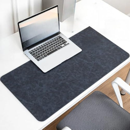 23.6"×13.8" Green Non-Slip PU Leather Desk Mat, Waterproof Extended Mouse Pad for Office