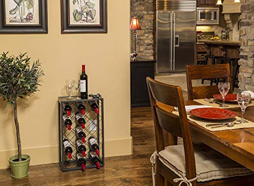 Mango Steam 23 Bottle Gray Wine Rack with Glass Top Shelf, Free Standing for Home, Kitchen and Bar - color: Pewter, size: 23 Bottle