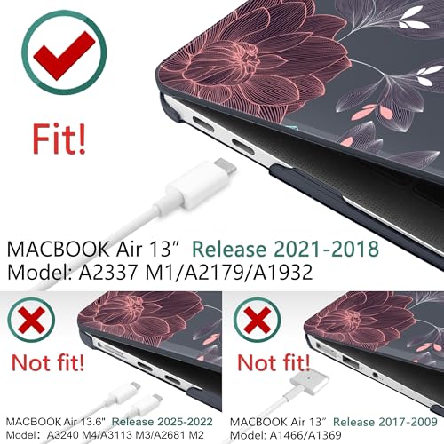 DONGKE Compatible with MacBook Air 13 inch Case 2021 2020 2019 2018 Release A2337 M1 A2179 A1932 with Retina Display Touch ID, Plastic Hard Shell & Keyboard Cover - Dahlia Flowers - color: Dahlia Flowers X540