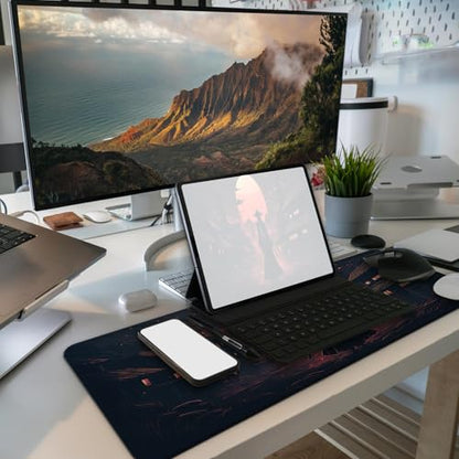 MAY FLOWER Gaming Mouse pad, Large Laptop Mousepad, Full Keyboard Mat, Long Computer Mouse Mat for Home and Office, Anti-Slip Rubber Base, 31.5 x 11.8 Inches (Samurai) - color: Samurai