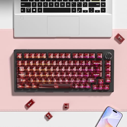 dagaladoo Clear keycaps,Transparent Keyboard keycaps,Jelly Key caps Set,Shine Through keycap，MDA Profile Keyboard caps for Mx Switches Mechanical Keyboard(Dark Red) - color: Dark Red
