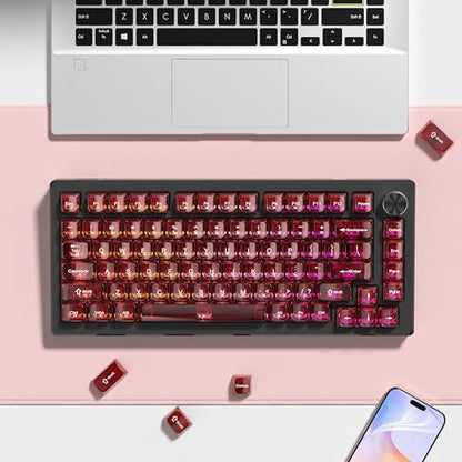 dagaladoo Clear keycaps,Transparent Keyboard keycaps,Jelly Key caps Set,Shine Through keycap，MDA Profile Keyboard caps for Mx Switches Mechanical Keyboard(Dark Red) - color: Dark Red