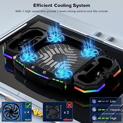 Cooling Fan with Charging Station for Xbox Series X Console and Controller - Vertical 15 RGB Modes Cooler Stand System, Low-Noise, Effectively Reduce Console Temperature and Quickly Charge Controller