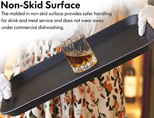 CURTA 2-Pack Restaurant Grade Non-Slip Tray, NSF, 18 Inch x 14 Inch, Plastic Rubber Lined Anti-Skid Rectangular Serving Tray, Black - color: Black-rectangular, size: 14 Inch x 18 Inch