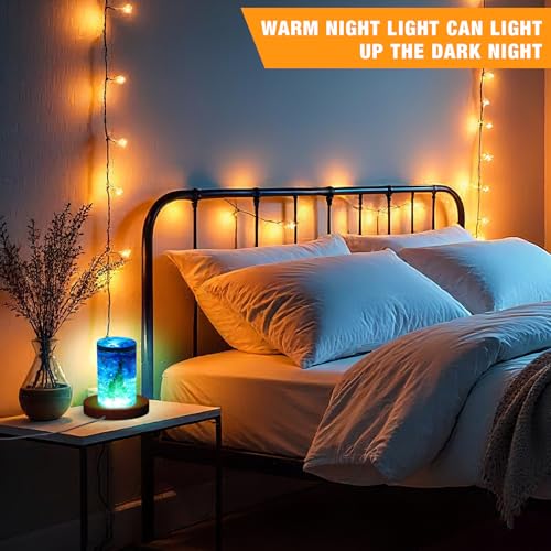 Mudder 2 Pcs Light LED Base Wood LED Display Base for Glass Art Decor Crystal Acrylic Resin, 16 Colored USB Light with Remote Wooden Round Lamp Stand for 3D Crystal Ball Room Home Decor(Walnut) - color: Walnut