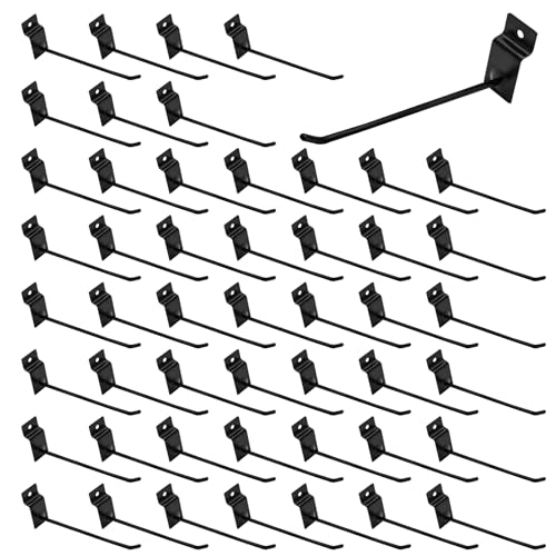 50Pcs 8 Inches Black Slatwall Panel Hooks Bulk Set, Metal Slat Wall Hanging Display Hanger Hooks, Pegboard Organizer for Gridwall Garage Shop Retail - color: Black, size: 8 inches