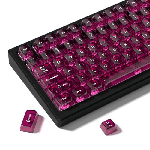 dagaladoo Clear keycaps,Transparent Keyboard keycaps,Jelly Key caps Set,Shine Through keycap，MDA Profile Keyboard caps for Mx Switches Mechanical Keyboard(Fuchsia) - color: Fuchsia